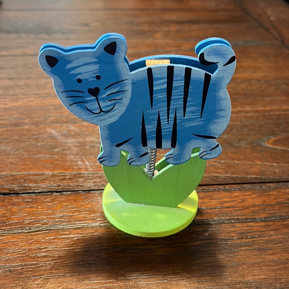 Cat Note Clip Desk Paper Holder Organizer Cute Blue Feline Spring Office Supply